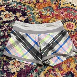 RARE plaid pastel lulu lemon 4 inch shorts